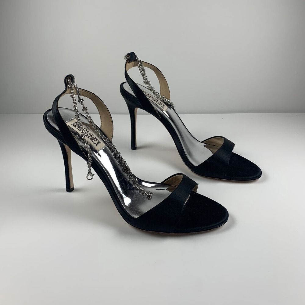 Badgley Mischka Tiffany Stiletto Glamour MP6343 Sandals Women's Size‎ 7.5 Black